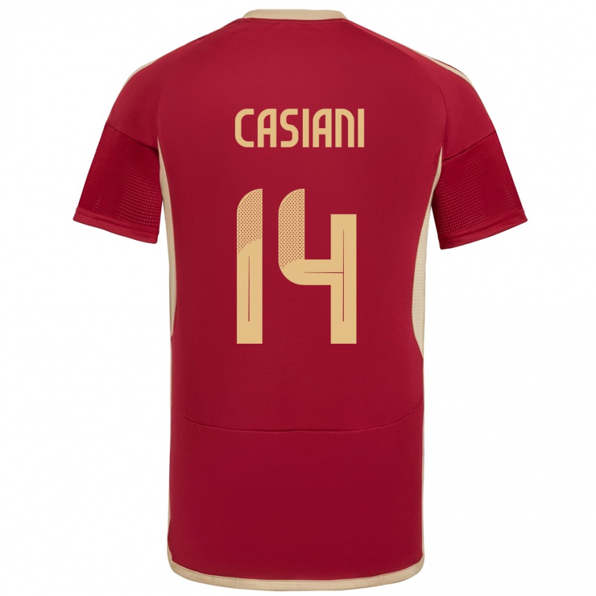 Niño Fútbol Camiseta Venezuela Luis Casiani #14 Borgoña 1ª Equipación 24-26