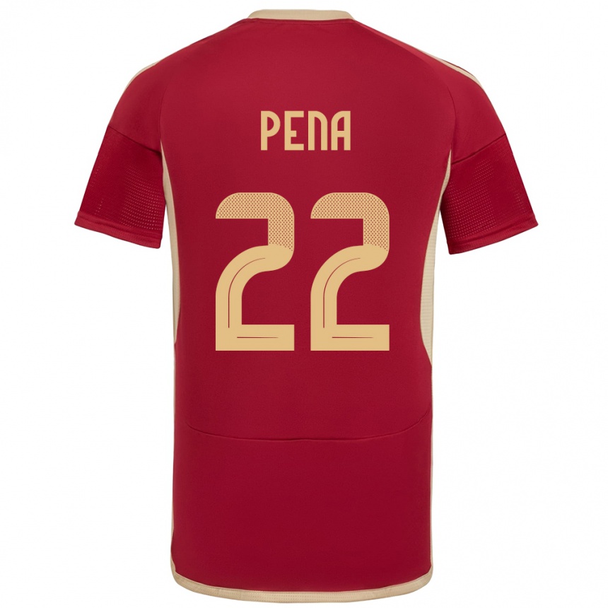 Niño Fútbol Camiseta Venezuela Lewuis Peña #22 Borgoña 1ª Equipación 24-26