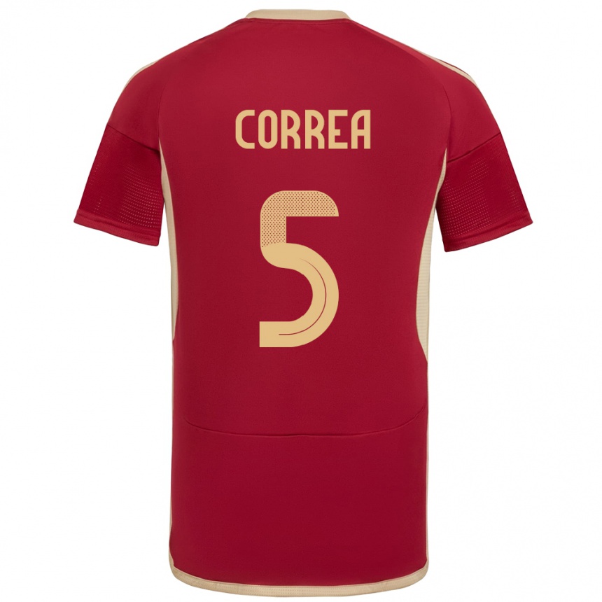 Niño Fútbol Camiseta Venezuela José Correa #5 Borgoña 1ª Equipación 24-26