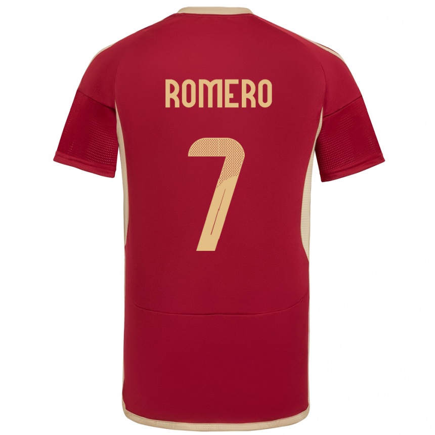 Niño Fútbol Camiseta Venezuela Leenhan Romero #7 Borgoña 1ª Equipación 24-26