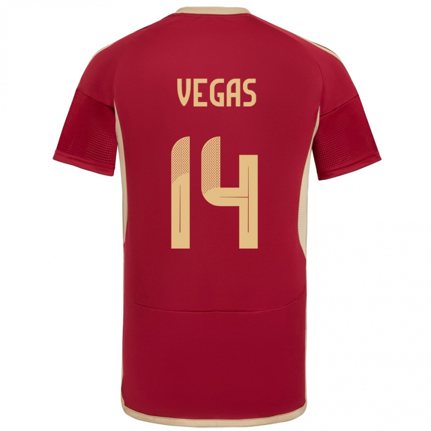 Niño Fútbol Camiseta Venezuela Miguel Vegas #14 Borgoña 1ª Equipación 24-26