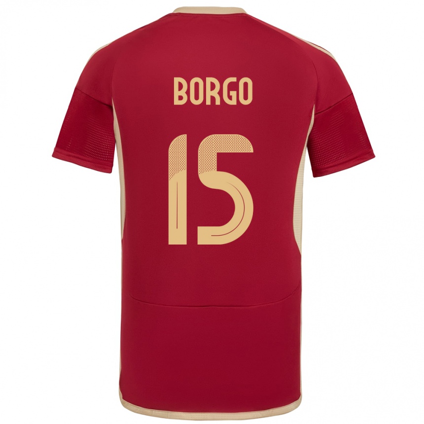 Niño Fútbol Camiseta Venezuela Ángel Borgo #15 Borgoña 1ª Equipación 24-26