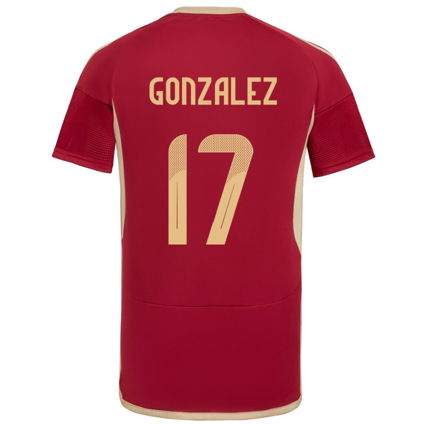 Niño Fútbol Camiseta Venezuela Mayken González #17 Borgoña 1ª Equipación 24-26