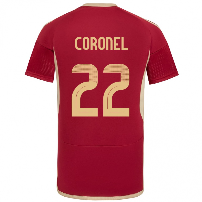 Niño Fútbol Camiseta Venezuela Nohelis Coronel #22 Borgoña 1ª Equipación 24-26