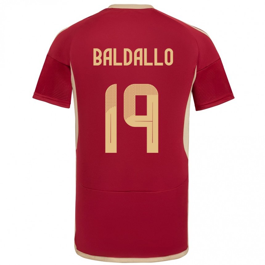 Niño Fútbol Camiseta Venezuela Micheel Baldallo #19 Borgoña 1ª Equipación 24-26