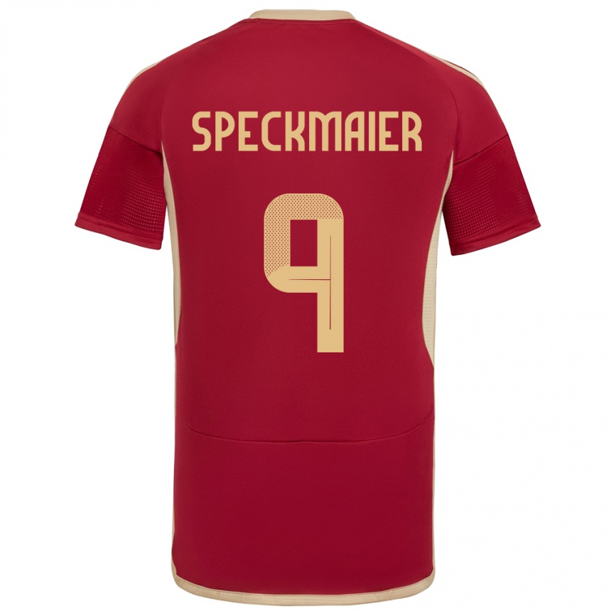 Niño Fútbol Camiseta Venezuela Mariana Speckmaier #9 Borgoña 1ª Equipación 24-26