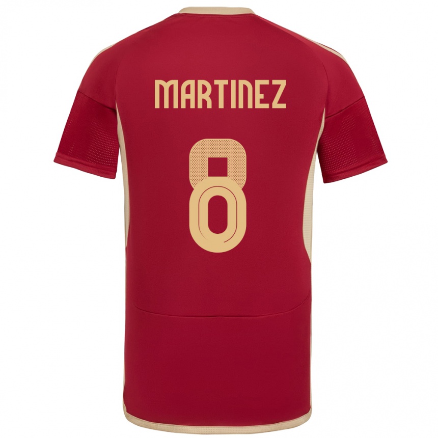 Niño Fútbol Camiseta Venezuela Bárbara Martínez #8 Borgoña 1ª Equipación 24-26