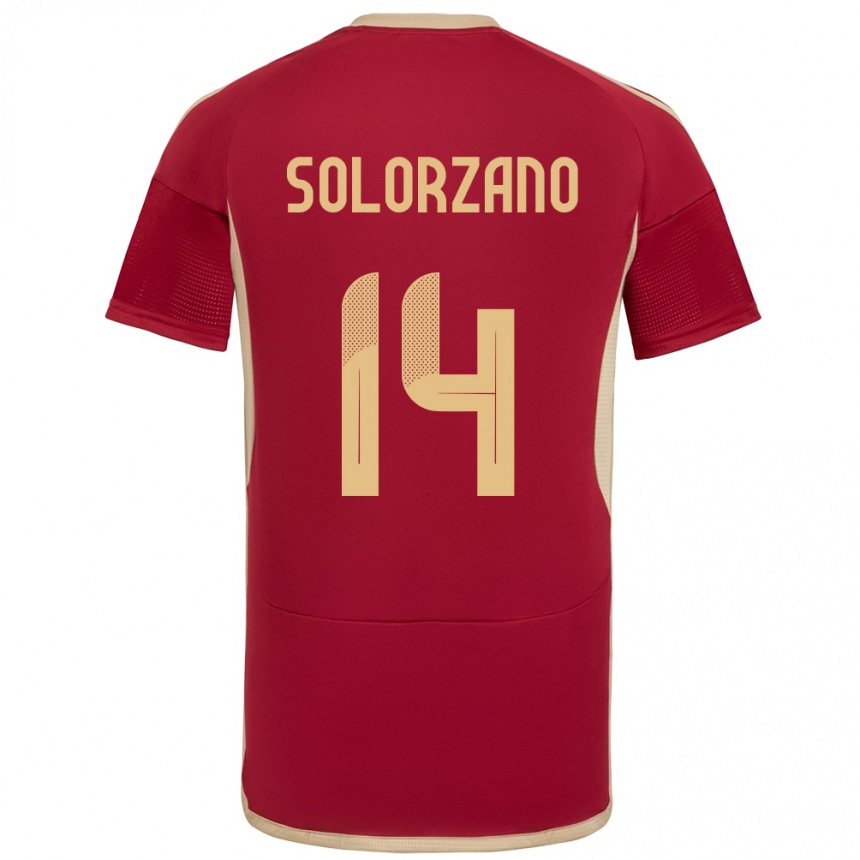 Niño Fútbol Camiseta Venezuela Fabiola Solórzano #14 Borgoña 1ª Equipación 24-26