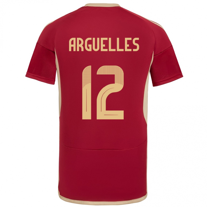 Niño Fútbol Camiseta Venezuela Wilmary Argüelles #12 Borgoña 1ª Equipación 24-26