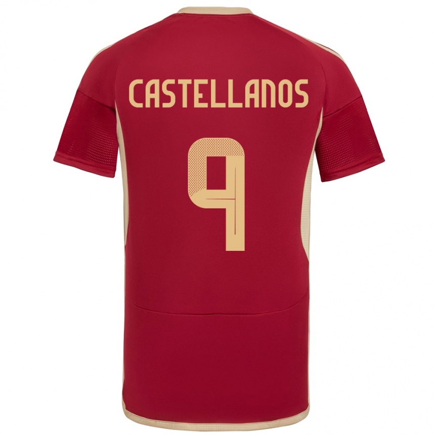 Niño Fútbol Camiseta Venezuela Deyna Castellanos #9 Borgoña 1ª Equipación 24-26