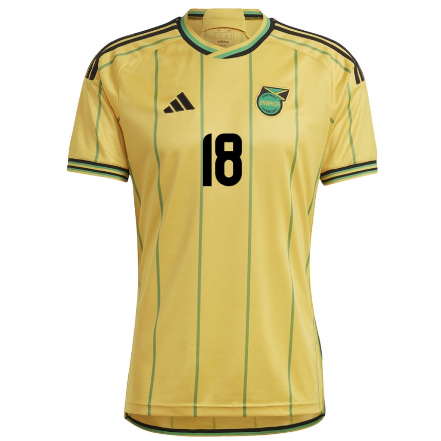 Niño Fútbol Camiseta Jamaica Trudi Carter #18 Amarillo 1ª Equipación 24-26