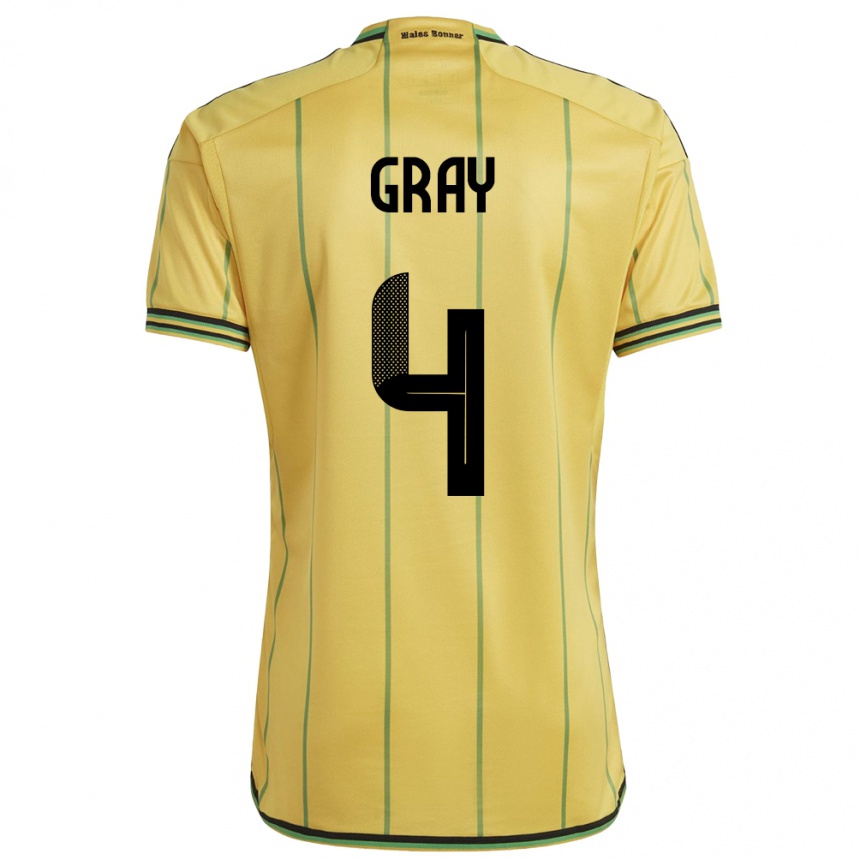 Niño Fútbol Camiseta Jamaica Tayvon Gray #4 Amarillo 1ª Equipación 24-26