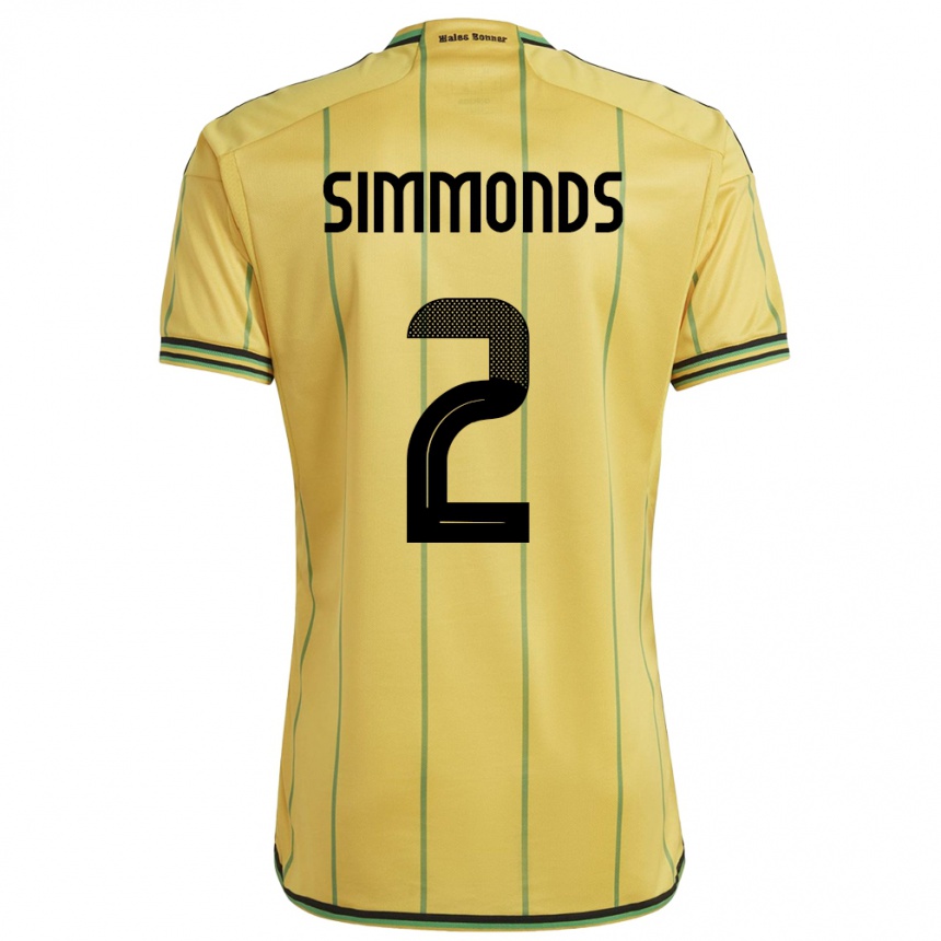 Niño Fútbol Camiseta Jamaica Nicholas Simmonds #2 Amarillo 1ª Equipación 24-26