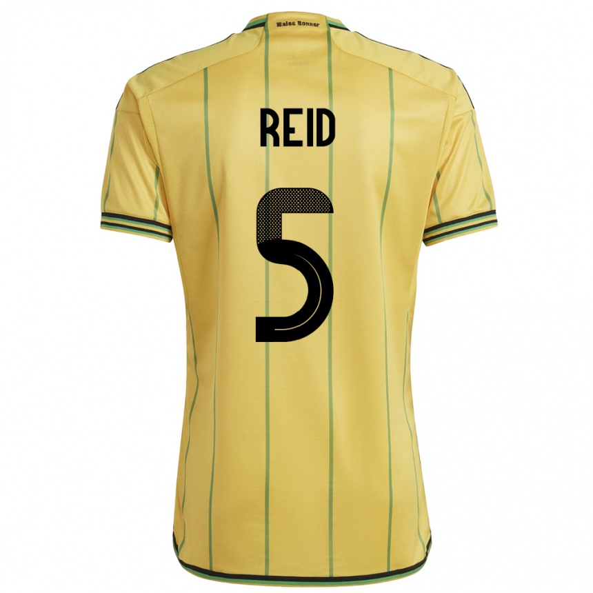 Niño Fútbol Camiseta Jamaica Adrian Reid #5 Amarillo 1ª Equipación 24-26