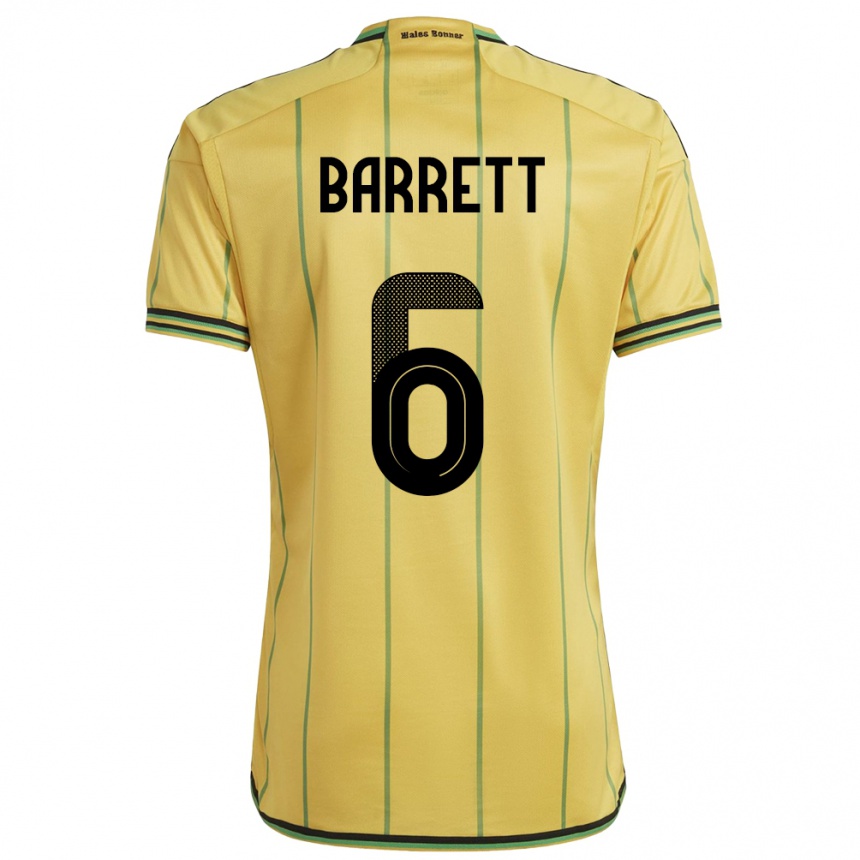 Niño Fútbol Camiseta Jamaica Ronaldo Barrett #6 Amarillo 1ª Equipación 24-26