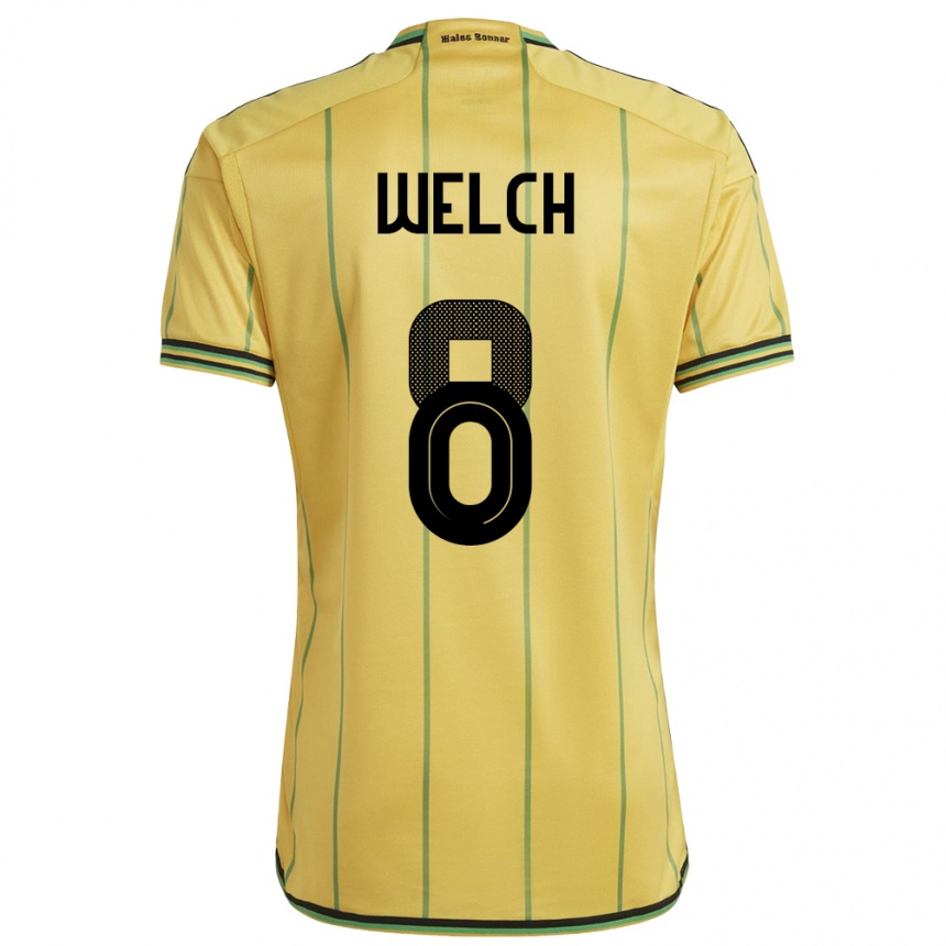 Niño Fútbol Camiseta Jamaica Makai Welch #8 Amarillo 1ª Equipación 24-26