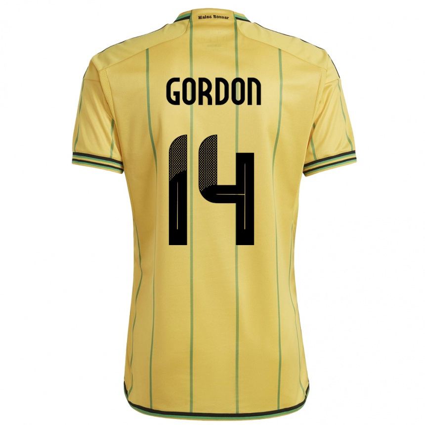 Niño Fútbol Camiseta Jamaica Ashton Gordon #14 Amarillo 1ª Equipación 24-26