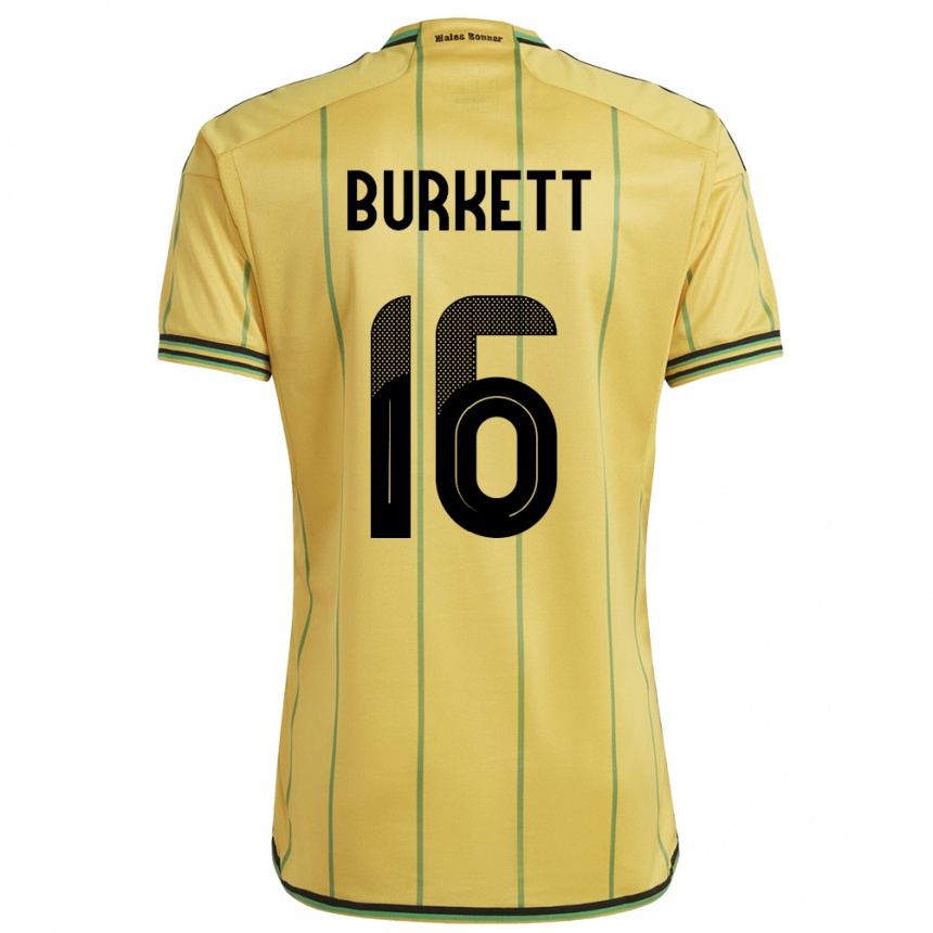 Niño Fútbol Camiseta Jamaica Brian Burkett #16 Amarillo 1ª Equipación 24-26