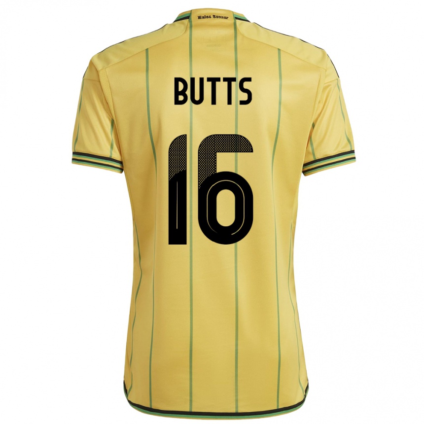 Niño Fútbol Camiseta Jamaica Njeri Butts #16 Amarillo 1ª Equipación 24-26