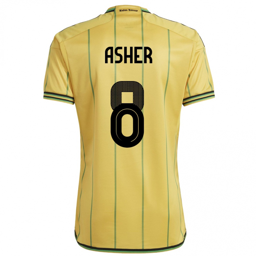 Niño Fútbol Camiseta Jamaica Chinyelu Asher #8 Amarillo 1ª Equipación 24-26