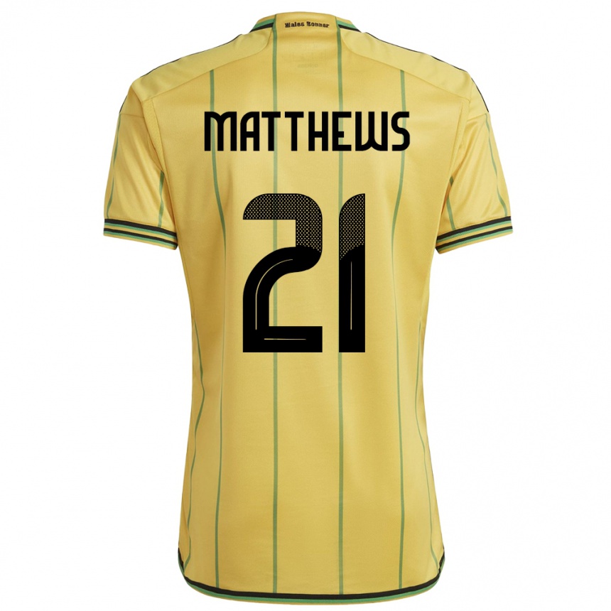 Niño Fútbol Camiseta Jamaica Cheyna Matthews #21 Amarillo 1ª Equipación 24-26