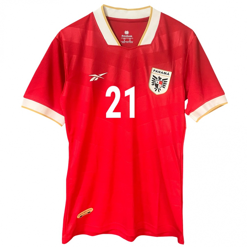 Niño Fútbol Camiseta Panamá Nicole De Obaldía #21 Rojo 1ª Equipación 24-26