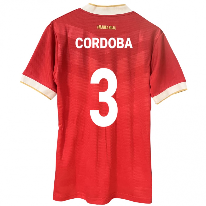 Niño Fútbol Camiseta Panamá José Córdoba #3 Rojo 1ª Equipación 24-26