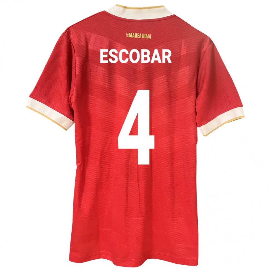 Niño Fútbol Camiseta Panamá Fidel Escobar #4 Rojo 1ª Equipación 24-26