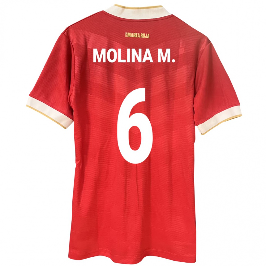 Niño Fútbol Camiseta Panamá Mariana Molina #6 Rojo 1ª Equipación 24-26