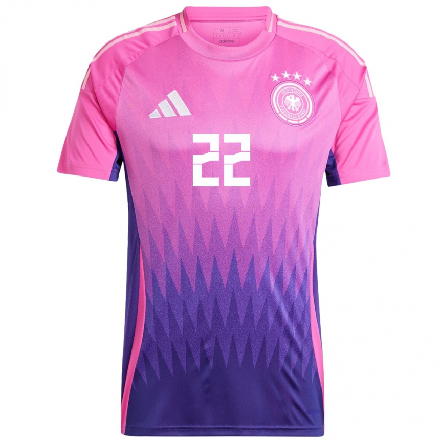 Niño Fútbol Camiseta Alemania Jule Brand #22 Rosado Morado 2ª Equipación 24-26