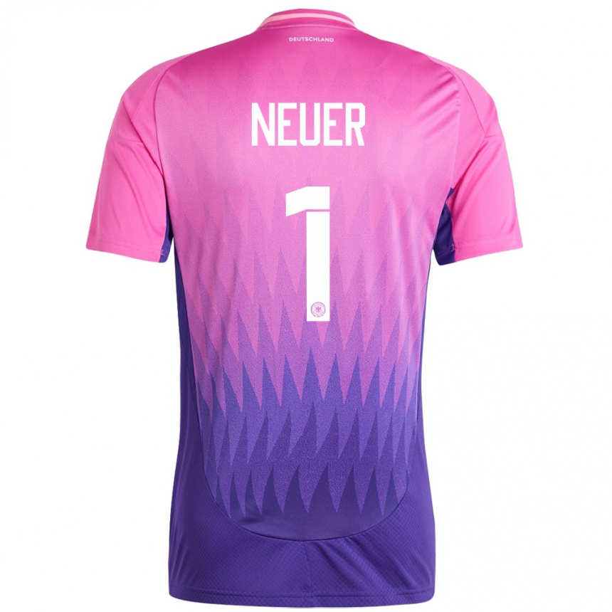 Niño Fútbol Camiseta Alemania Manuel Neuer #1 Rosado Morado 2ª Equipación 24-26