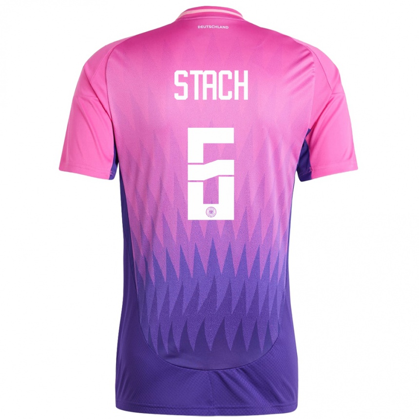 Niño Fútbol Camiseta Alemania Anton Stach #6 Rosado Morado 2ª Equipación 24-26