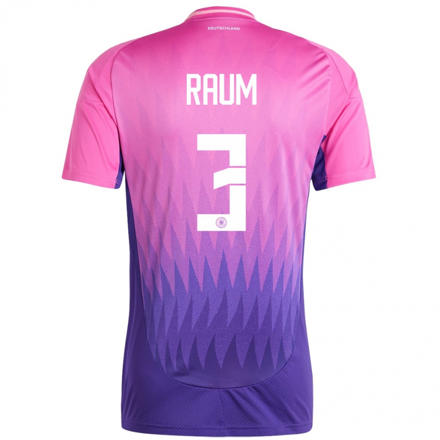 Niño Fútbol Camiseta Alemania David Raum #3 Rosado Morado 2ª Equipación 24-26