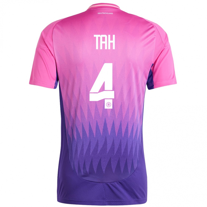 Niño Fútbol Camiseta Alemania Jonathan Tah #4 Rosado Morado 2ª Equipación 24-26