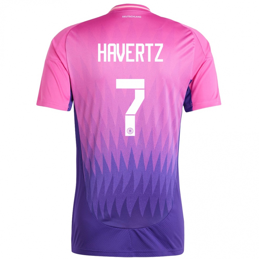 Niño Fútbol Camiseta Alemania Kai Havertz #7 Rosado Morado 2ª Equipación 24-26