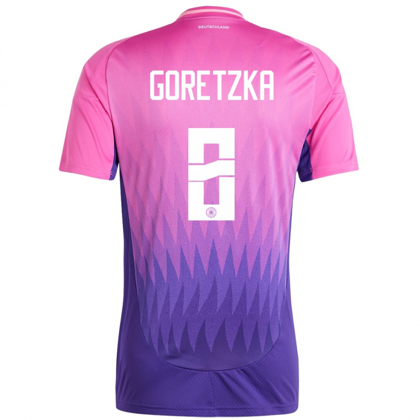 Niño Fútbol Camiseta Alemania Leon Goretzka #8 Rosado Morado 2ª Equipación 24-26