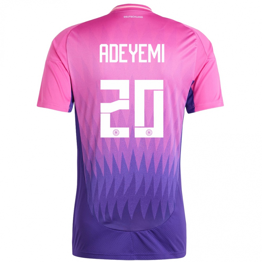 Niño Fútbol Camiseta Alemania Karim Adeyemi #20 Rosado Morado 2ª Equipación 24-26