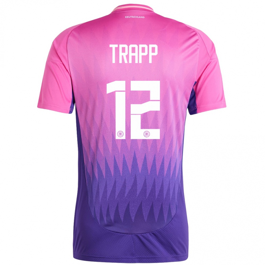 Niño Fútbol Camiseta Alemania Kevin Trapp #12 Rosado Morado 2ª Equipación 24-26