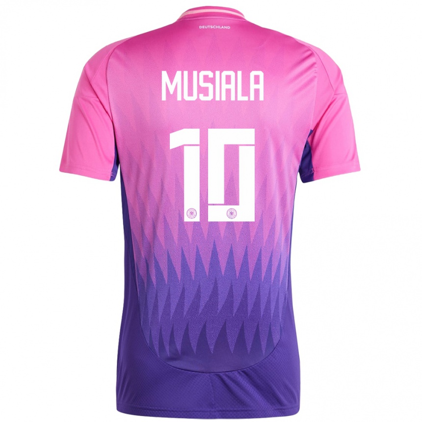 Niño Fútbol Camiseta Alemania Jamal Musiala #10 Rosado Morado 2ª Equipación 24-26