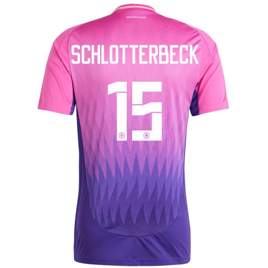 Niño Fútbol Camiseta Alemania Nico Schlotterbeck #15 Rosado Morado 2ª Equipación 24-26