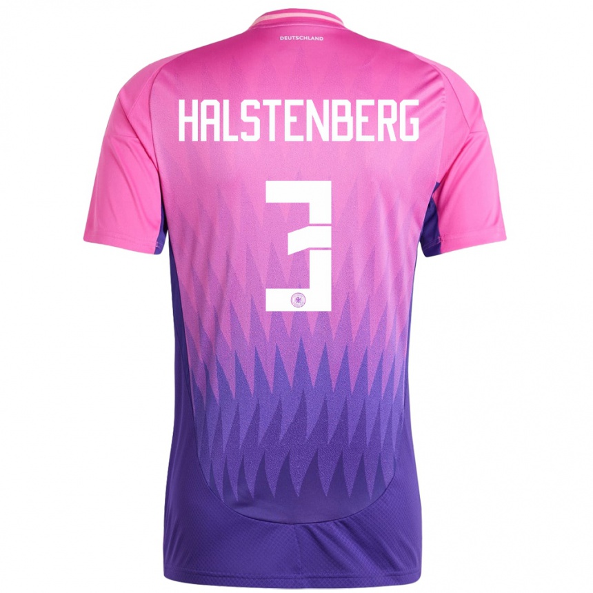 Niño Fútbol Camiseta Alemania Marcel Halstenberg #3 Rosado Morado 2ª Equipación 24-26