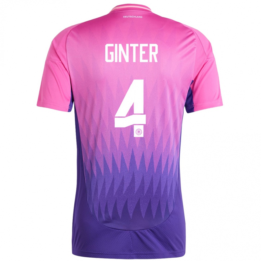 Niño Fútbol Camiseta Alemania Matthias Ginter #4 Rosado Morado 2ª Equipación 24-26