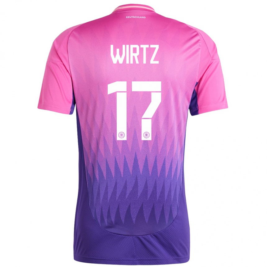 Niño Fútbol Camiseta Alemania Florian Wirtz #17 Rosado Morado 2ª Equipación 24-26