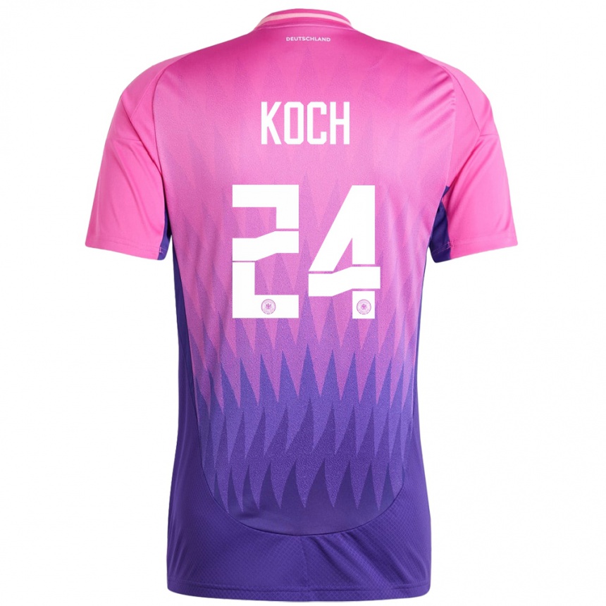 Niño Fútbol Camiseta Alemania Robin Koch #24 Rosado Morado 2ª Equipación 24-26