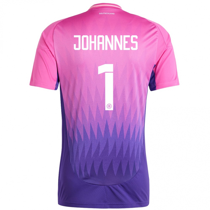 Niño Fútbol Camiseta Alemania Stina Johannes #1 Rosado Morado 2ª Equipación 24-26