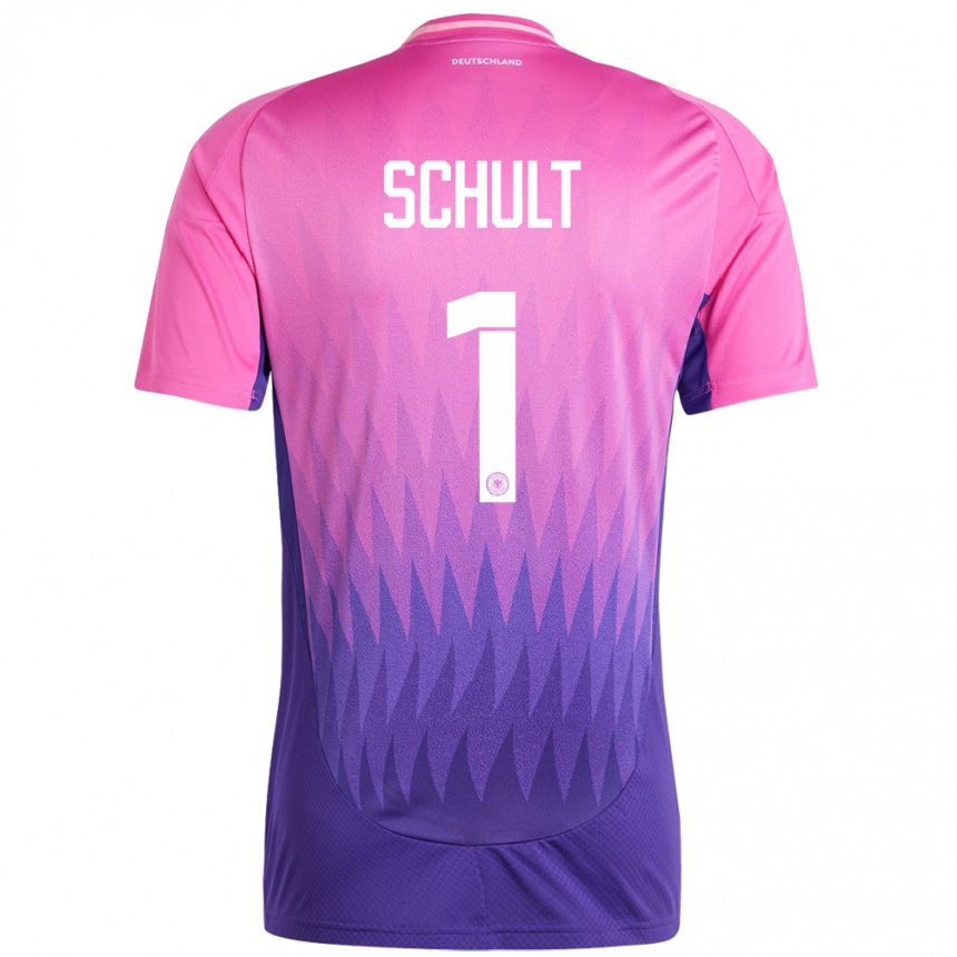 Niño Fútbol Camiseta Alemania Almuth Schult #1 Rosado Morado 2ª Equipación 24-26