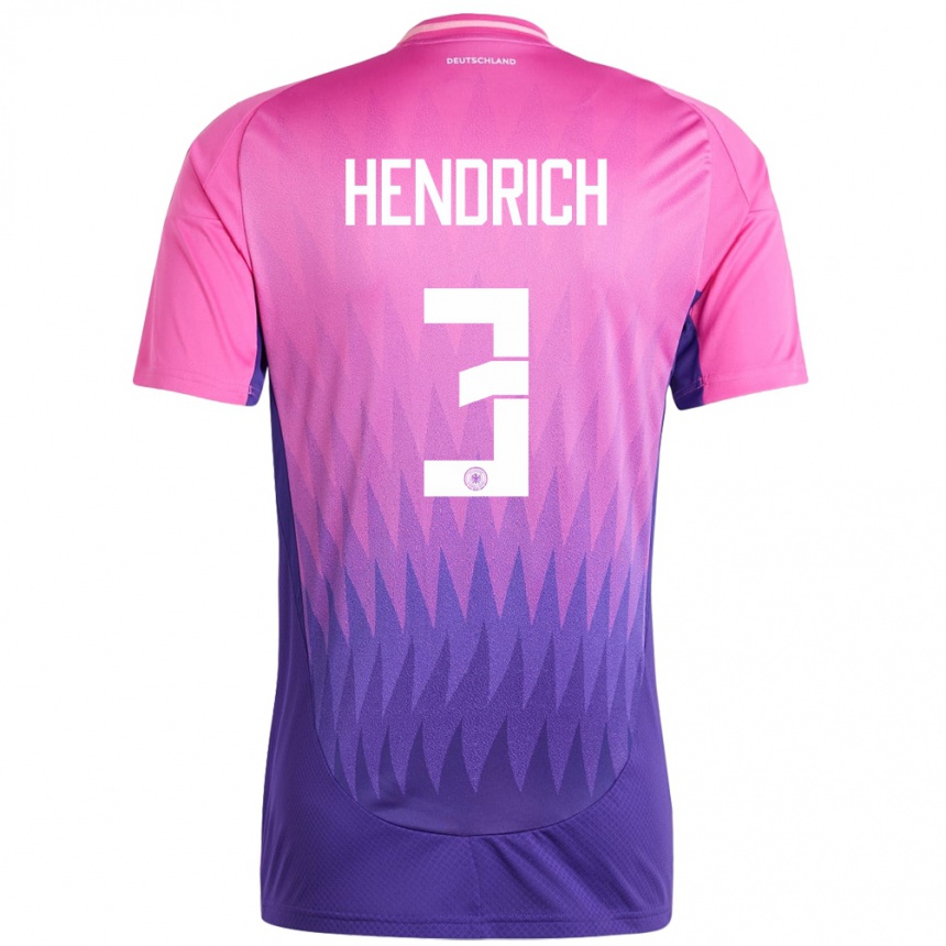 Niño Fútbol Camiseta Alemania Kathrin Hendrich #3 Rosado Morado 2ª Equipación 24-26