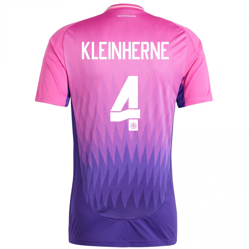 Niño Fútbol Camiseta Alemania Sophia Kleinherne #4 Rosado Morado 2ª Equipación 24-26