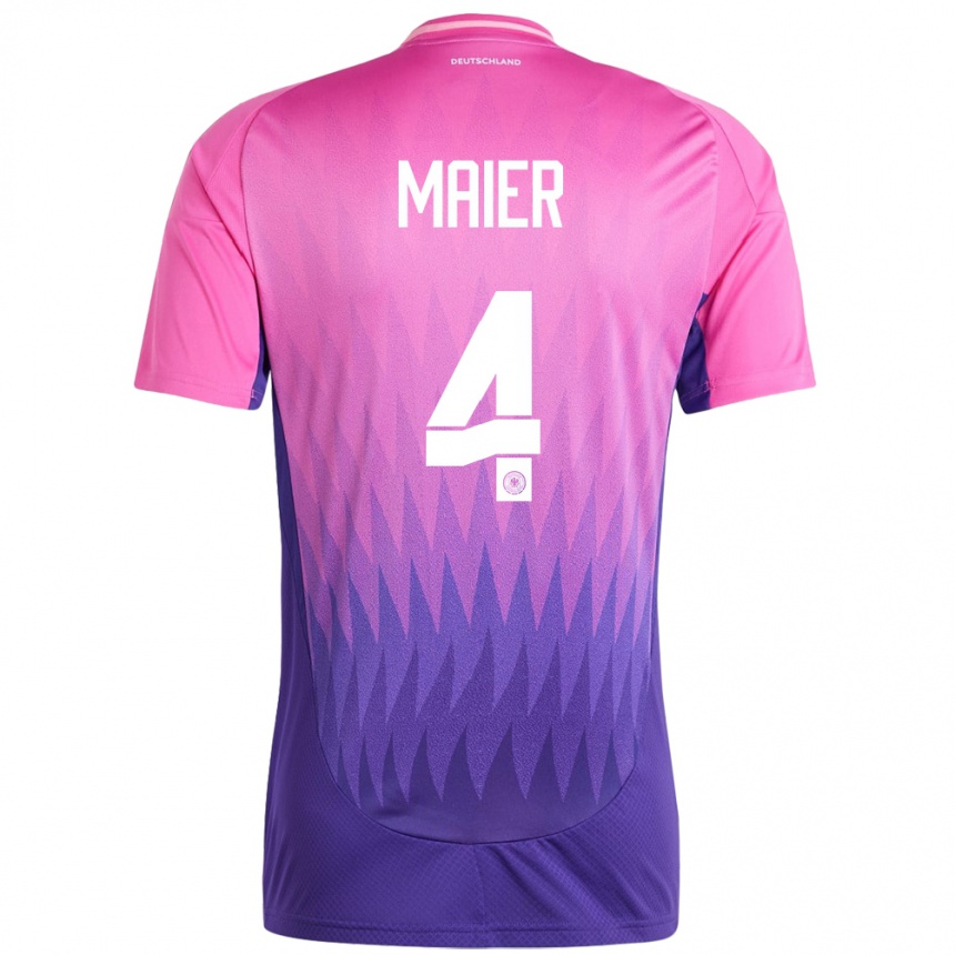 Niño Fútbol Camiseta Alemania Leonie Maier #4 Rosado Morado 2ª Equipación 24-26