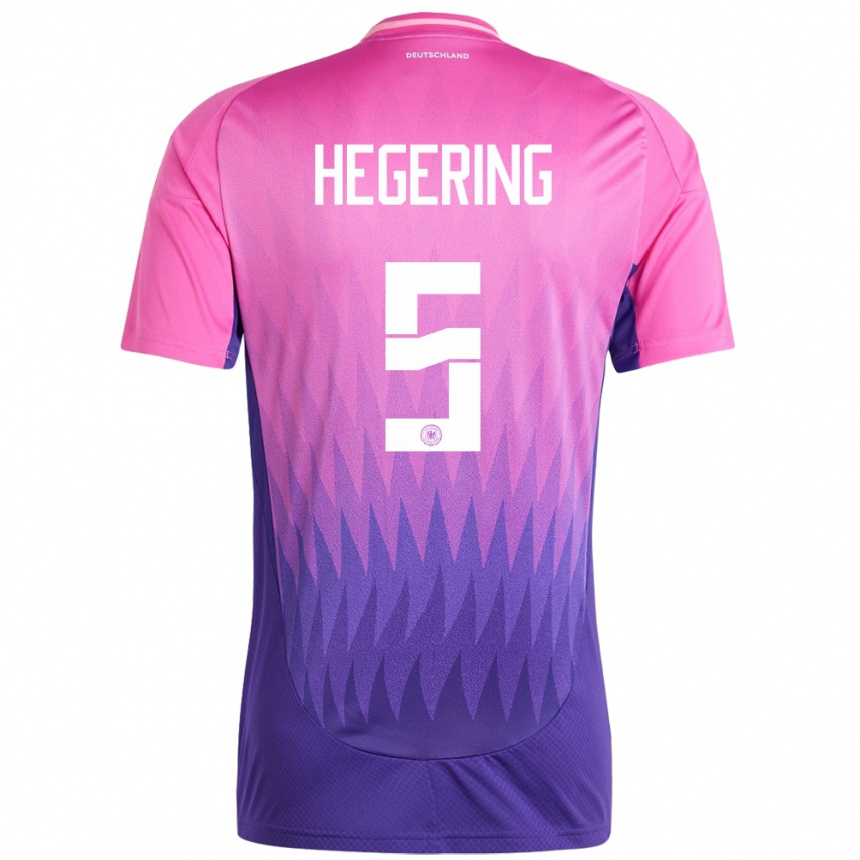 Niño Fútbol Camiseta Alemania Marina Hegering #5 Rosado Morado 2ª Equipación 24-26